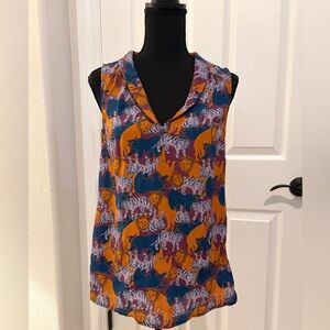 ModCloth Colorful Lions Tigers and Bears Animal Print Top Size Medium